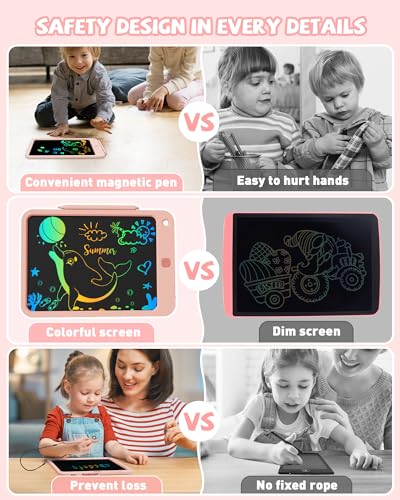 KOKODI LCD Writing Tablet for Kids, 10 Inch Colorful Drawing Tablet, Educational Learning Kids Toys for Age 3-12 Years Old, Toddler Doodle Board, School Supplies for Girls, Birthday Gifts