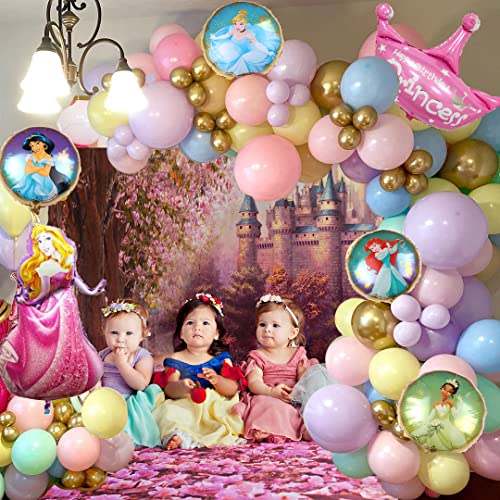 Princess Balloons Arch Garland Kit - 111pcs Princess Birthday Party Decorations With Princess Foil Balloons for Girl Birthday Party Supplies