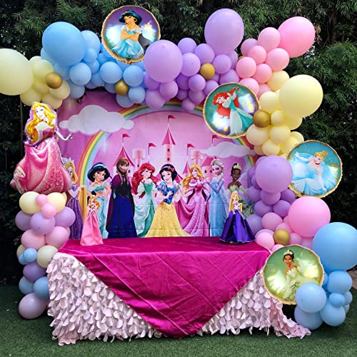 Princess Balloons Arch Garland Kit - 111pcs Princess Birthday Party Decorations With Princess Foil Balloons for Girl Birthday Party Supplies