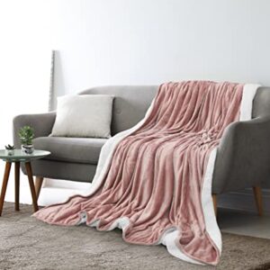 Utopia Bedding Sherpa Blanket Twin Size [Rose Pink, 90x66 Inches] - 480GSM Thick Warm Plush Fleece Reversible Blanket for Bed, Sofa, Couch, Camping and Travel