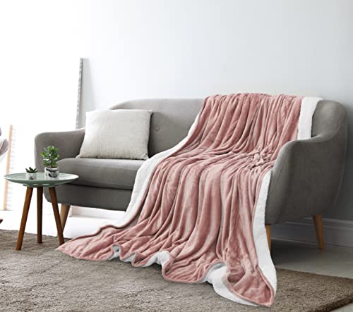 Utopia Bedding Sherpa Blanket Twin Size [Rose Pink, 90x66 Inches] - 480GSM Thick Warm Plush Fleece Reversible Blanket for Bed, Sofa, Couch, Camping and Travel