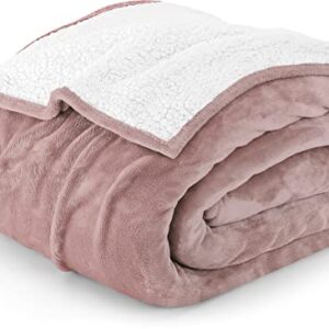 Utopia Bedding Sherpa Blanket Twin Size [Rose Pink, 90x66 Inches] - 480GSM Thick Warm Plush Fleece Reversible Blanket for Bed, Sofa, Couch, Camping and Travel