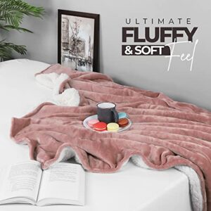 Utopia Bedding Sherpa Blanket Twin Size [Rose Pink, 90x66 Inches] - 480GSM Thick Warm Plush Fleece Reversible Blanket for Bed, Sofa, Couch, Camping and Travel