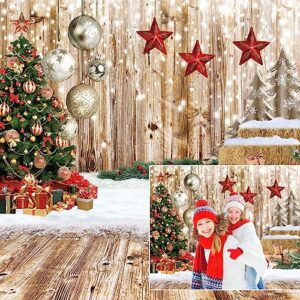 chaiya 8x8ft christmas backdrop wood floor backdrop winter snow xmas tree gift christmas family party background new year party decoration backdrop cy243
