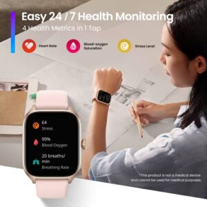 Amazfit GTS 4 Smart Watch for Women, Dual-Band GPS, Alexa Built-in, Bluetooth Calls, 150+ Sports Modes, Heart Rate SPO₂ Monitor, 1.75” AMOLED Display, Health Fitness Watch for Android iPhone, White