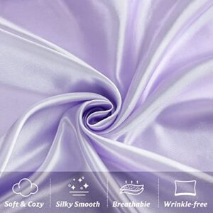 Satin Pillowcase for Hair and Skin, Silky Soft Satin Pillowcase for Women Hair Set of 2, Standard Silk Pillow Cases, Silk Satin Pillowcase with Envelope Closure (Lavender, 20x26 Inches)