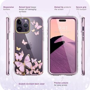 i-Blason Cosmo Series for iPhone 14 Pro Max Case 6.7 inch (2022), Slim Full-Body Stylish Protective Case with Built-in Screen Protector (Purplefly)