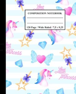 unicorn composition notebook: cute notebook for kids, teens, girls, boys, and students, kawaii school supplies | wide ruled lined paper | preppy notebook primary journal | unruled composition notebook