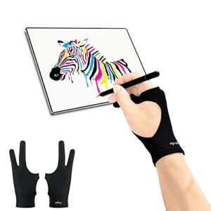 spbmy digital drawing glove 2 pack,two-finger artist glove for drawing tablet, paper sketching, ipad, art glove suitable for left and right hand, black