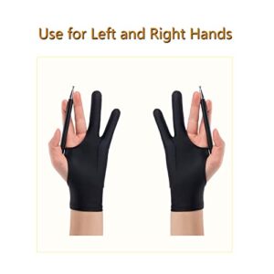 SPBMY Digital Drawing Glove 2 Pack,Two-Finger Artist Glove for Drawing Tablet, Paper Sketching, iPad, Art Glove Suitable for Left and Right Hand, Black