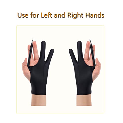 SPBMY Digital Drawing Glove 2 Pack,Two-Finger Artist Glove for Drawing Tablet, Paper Sketching, iPad, Art Glove Suitable for Left and Right Hand, Black
