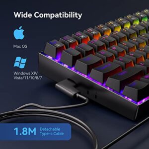 Mechanical Keyboard, Full RGB 75% Gaming Keyboard with Red Switches, Macro Editor Wired Keyboard 84 Keys for Windows Mac PC Laptop Tablet, K629-RGB