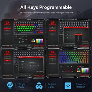 Mechanical Keyboard, Full RGB 75% Gaming Keyboard with Red Switches, Macro Editor Wired Keyboard 84 Keys for Windows Mac PC Laptop Tablet, K629-RGB