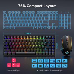 Mechanical Keyboard, Full RGB 75% Gaming Keyboard with Red Switches, Macro Editor Wired Keyboard 84 Keys for Windows Mac PC Laptop Tablet, K629-RGB