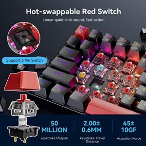 Mechanical Keyboard, Full RGB 75% Gaming Keyboard with Red Switches, Macro Editor Wired Keyboard 84 Keys for Windows Mac PC Laptop Tablet, K629-RGB