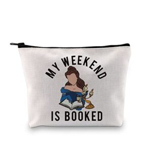 gjtim princess belle inspired zipper pouch my weekend is booked book nerd accessories bag for reader writers (my weekend bag)
