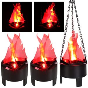 macarrie 3 pcs led fake fire flame hanging lamp decoration 110v 3d artificial flickering flame campfire realistic flame hanging cauldron light decor for halloween christmas party festival night clubs