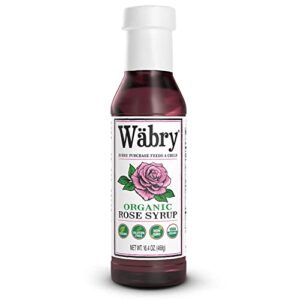 wäbry organic rose syrup – 16.4oz (468g), natural coffee syrup, perfect for lattes, tea, shaved ice and soda, vegan friendly, non-gmo, dye-free snow cone syrup – bpa-free plastic bottle…