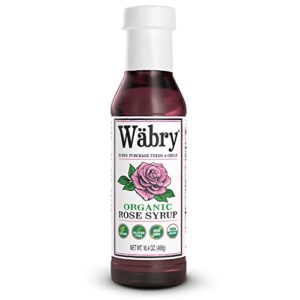 Wäbry Organic Rose Syrup – 16.4oz (468g), Natural Coffee Syrup, Perfect for Lattes, Tea, Shaved Ice and Soda, Vegan Friendly, Non-GMO, Dye-Free Snow Cone Syrup – BPA-Free Plastic Bottle…