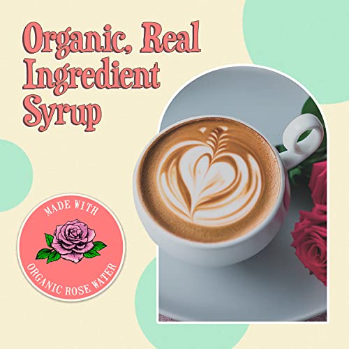Wäbry Organic Rose Syrup – 16.4oz (468g), Natural Coffee Syrup, Perfect for Lattes, Tea, Shaved Ice and Soda, Vegan Friendly, Non-GMO, Dye-Free Snow Cone Syrup – BPA-Free Plastic Bottle…