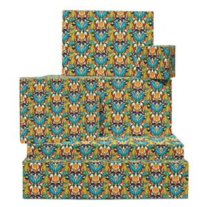 central 23 classy wrapping paper for women - colorful ornate pattern - 6 sheets of gift wrap - for him her - birthday wedding anniversary holiday - vegan ink - comes with fun stickers