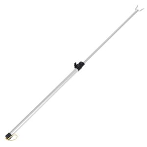 yarnow white shelf 49.2 inch extendable reach pole with hook, retractable reach stick, telescoping reach closet pole for closet ceiling outdoor clothesline () shower curtain hooks