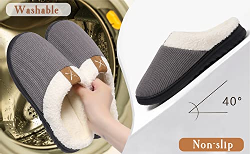 PLMOKN Slippers for Women Indoor Outdoor Like Wool Shoes With Memory Foam Ladies Fuzzy House Bedroom Pantuflas Para Mujer,XT灰色-42/43