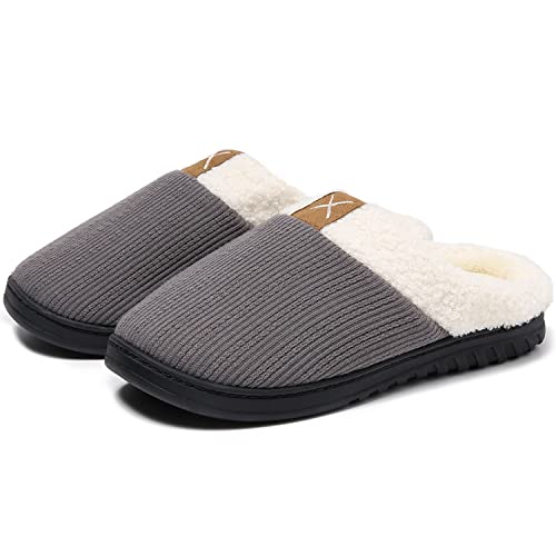 PLMOKN Slippers for Women Indoor Outdoor Like Wool Shoes With Memory Foam Ladies Fuzzy House Bedroom Pantuflas Para Mujer,XT灰色-42/43