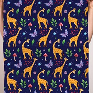 CENTRAL 23 Blue Wrapping Paper - Giraffe and Mushroom - Jungle Themed - 6 Sheets Gift Wrap - For Birthday, Chritmas, Holiday, Baby Shower - Comes With Fun Stickers