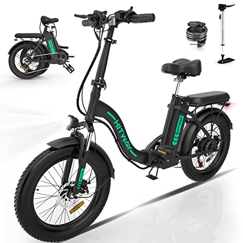 HITWAY Electric Bike for Adults, 20" Fat Tire E Bike 750W 20MPH, 48V/14Ah Battery 55-120KM, Removable Folding Mountain Bike Snow Beach Bicycle with Shimano 7 Gears