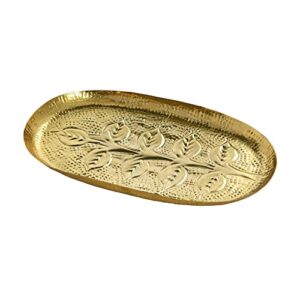creative co-op embossed metal tray, antique gold finish decorative accents, 13" l x 8" w x 1" h