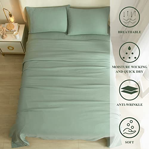 Luxury Soft King Size Sheet Set - Breathable & Cooling Sheets - Hotel Quality Bed Sheets King - Extra Soft - Deep Pockets 15 Inch - Easy Fit - 4 Piece Set - Wrinkle Free King Sheets,Sage Green