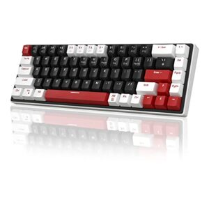 magegee 60% mechanical gaming keyboard, 68 keys hot-swappable compact blue led backlit gaming keyboard, sky68 wired ergonomic mini office keyboard for windows pc gamer (red switch, white & black)