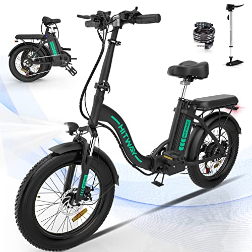 HITWAY Removable Folding Electric Bike for Adults, 20" Fat Tire E Bike 750W 20MPH, 48V/14Ah Battery 55-120KM, Mountain, Snow Beach Bicycle with Shimano 7 Gears