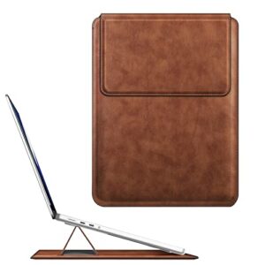 fintie sleeve case for macbook air 13.6 m2 a2681/macbook pro 14 a2779 a2442/macbook pro 13 m2 (2016-2022)/macbook air 13.3 - premium pu leather slim bag cover with stand feature, brown