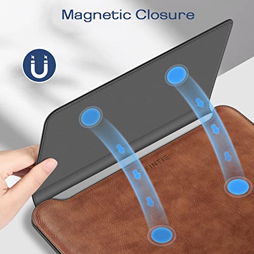 Fintie Sleeve Case for MacBook Air 13.6 M2 A2681/MacBook Pro 14 A2779 A2442/MacBook Pro 13 M2 (2016-2022)/MacBook Air 13.3 - Premium PU Leather Slim Bag Cover with Stand Feature, Brown