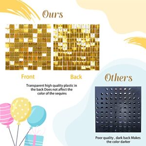 Gold Backdrop Shimmer Wall Backdrop Sequin Backdrop Pack of 24 Party Backdrop for Bridal Shower Birthday Decorations Bachelorette Party Supplies