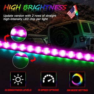 Niwaker 2ft Smoked Black LED Whip Lights with RF Wireless Remote Control RGB Dancing/Chasing Lighted Whip Antenna LED Whips for ATV UTV Polaris RZR Can-am Truck Off Road Vehicle 4x4 Dune SUV Roof