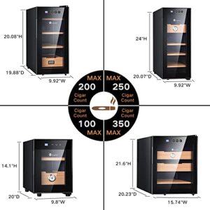 KingChii 33L Electric Cigar Humidors Temperature Control System, Cooling & Heating Humidor Cabinet with Spanish Cedar Wood Shelves & Hygrometer, Father's Day Gifts for Men (4 Layers 250 Capacity)