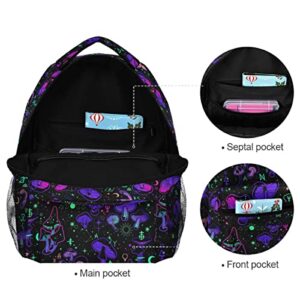 Glaphy Magic Mushrooms Moon Stars Witch Boho Backpack School Bookbag Lightweight Laptop Backpack for Men Women Kids