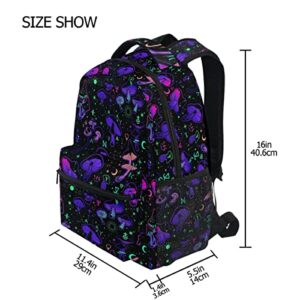 Glaphy Magic Mushrooms Moon Stars Witch Boho Backpack School Bookbag Lightweight Laptop Backpack for Men Women Kids