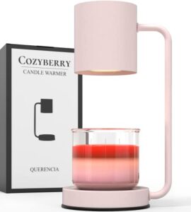 cozyberry® querencia candle warmer, compatible with yankee candle large jar, metal, candle lamp, 110-120v, dimmable candle melter, candle warmer lamp, small & large size jar candles (pink)