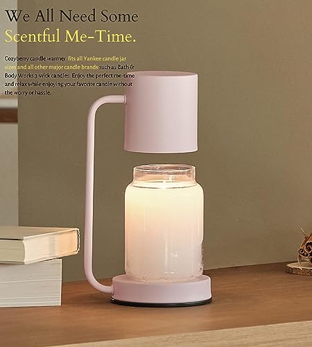 Cozyberry® Querencia Candle Warmer, Compatible with Yankee Candle Large Jar, Metal, Candle Lamp, 110-120V, Dimmable Candle Melter, Candle Warmer Lamp, Small & Large Size Jar Candles (Pink)