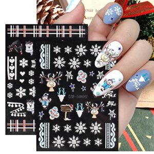 8 Sheets 3D Embossed Snowflakes Christmas Nail Art Stickers Decals 5D Self-Adhesive Pegatinas Uñas White Snowman Snowflakes Heart Nail Supplies Nail Art Design Decoration Accessories