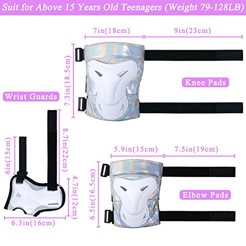 Knee Pads Skating, Bienbee Knee Pads Wrist Guard Elbow and Knee Pads Adult Elbow Pads Skating Protective Gear Adult for Skateboard, Roller Skating, for Women Youth Kids