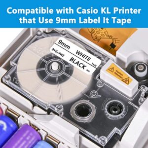 WEEMAY Compatible Label Replacement for Casio Ez Label Printer Tape Cartridge 9mm 0.35 XR-9WE XR-9WE2S XR9WE2S Black on White Cassette for KL Label Maker KL-60 KL-100 KL-120 KL-750 KL-780, 5 Pack