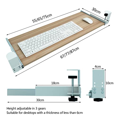 PFCDZDU Large Keyboard Tray Under Desk, Ergonomic C Clamp Mount System Platform Tray, Height Adjustable Slide-Out Mouse Drawer Shelf for Home Office, 7 Colors (Color : Pink, Size : 55x30cm)