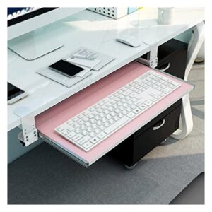 pfcdzdu large keyboard tray under desk, ergonomic c clamp mount system platform tray, height adjustable slide-out mouse drawer shelf for home office, 7 colors (color : pink, size : 55x30cm)