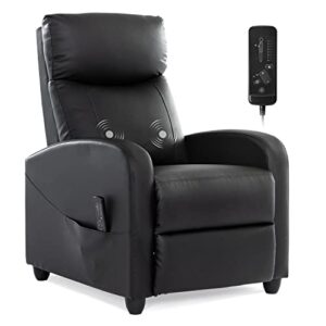 recliner chair living room chairs recliner chairs for adults comfy winback single sofa pu leather home theater seating push back recliners with massage function - black