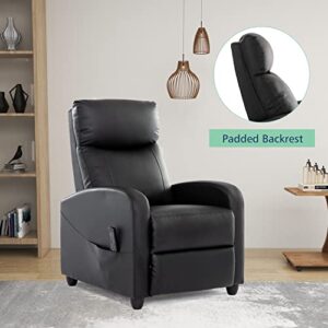 Recliner Chair Living Room Chairs Recliner Chairs for Adults Comfy Winback Single Sofa PU Leather Home Theater Seating Push Back Recliners with Massage Function - Black